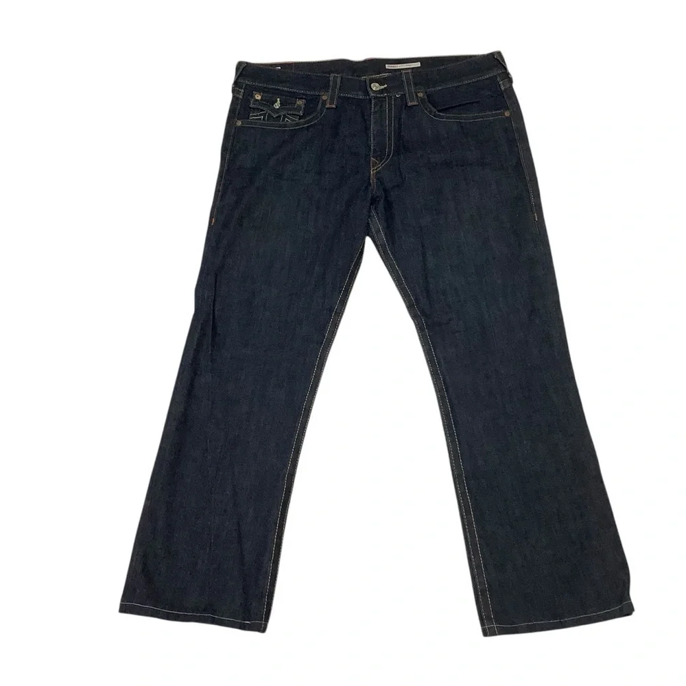 True Religion Men’s Ricky Straight Leg Jeans Size 40 x 32 Dark Wash Blue